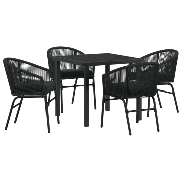 Set de dining de grădină 5 piese Negru Rattan Poliester - Img 2