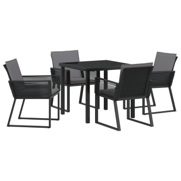 Set de dining de grădină cu 5 piese cu perne Negru Poliratan - Img 2