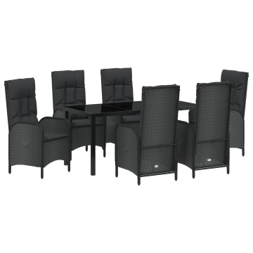 Set de dining de grădină cu 7 piese Negru Rattan polimeric - Img 2