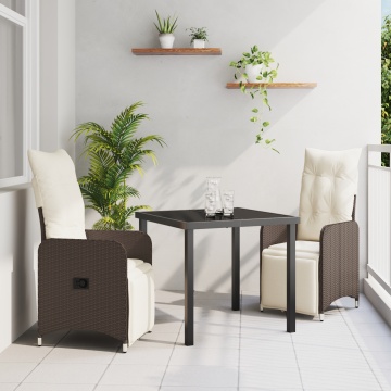 Set de Dining de Grădină de 3 Piese cu Perne Maro Poliratan - Img 1