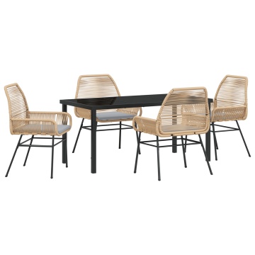 Set de Dining de Grădină de 5 Piese cu Perne Maro Poli Rattan - Img 2