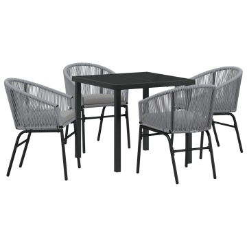 Set de Dining pentru Grădină 5 Piese Grey Poliratan - Img 2