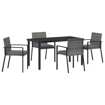 Set de dining pentru grădină 5 piese gri poliratan - Img 2