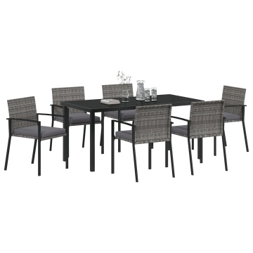 Set de dining pentru grădină 7 piese Gri Poliratan - Img 3