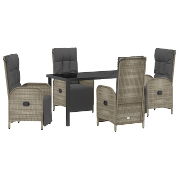 Set de dining pentru grădină cu perne Gri Poliratan - Img 2