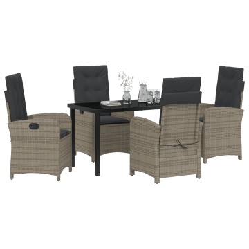 Set de Dining pentru Grădină de 5 Piese cu Perne Gri Ratan Poli - Img 3