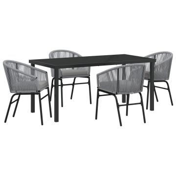 Set de Dining pentru Grădină de 5 Piese Gri Poliratan - Img 2