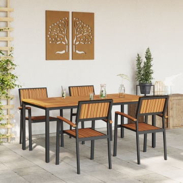 Set de dining pentru grădină din 5 piese din lemn solid de acacia și metal - Img 4