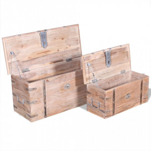 Set de două cufere de depozitare din lemn de acacia - Img 6