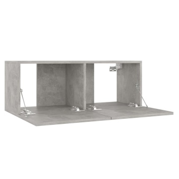 Set de dulapuri TV, 3 buc., gri beton, lemn prelucrat - Img 6