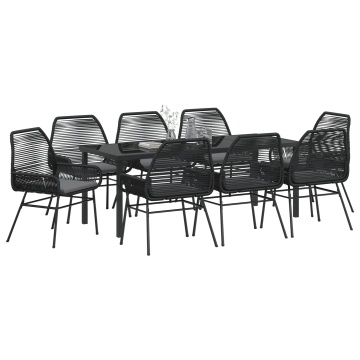 Set de Masă de Grădină 9 Piese cu Perne Poliratan Negru - Img 3