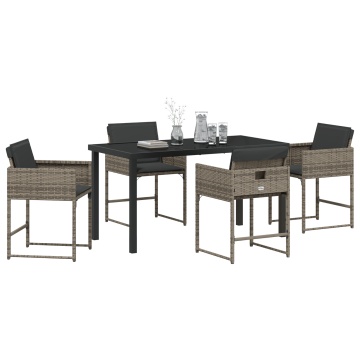 Set de Masă de Grădină cu 5 Piese cu Perne Gri Rattan PE - Img 3