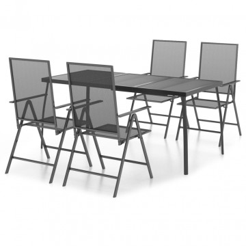 Set de masă pentru grădină, 5 piese, antracit, oțel - Img 2