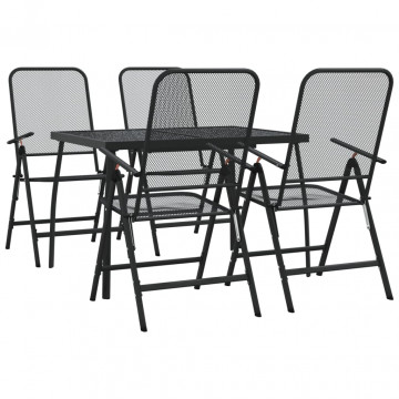 Set de masă pentru grădină, 5 piese, plasă metalică antracit - Img 2