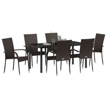 Set de Masă pentru Grădină 7 Piese Maro Ratan PE - Img 3