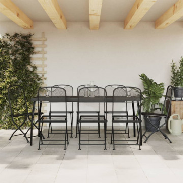 Set de masă pentru grădină, 9 piese, plasă metalică antracit - Img 1