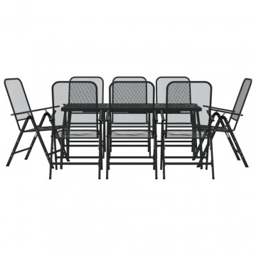 Set de masă pentru grădină, 9 piese, plasă metalică antracit - Img 2