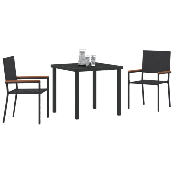 Set de masă pentru grădină din ratan negru, 3 piese - Img 3