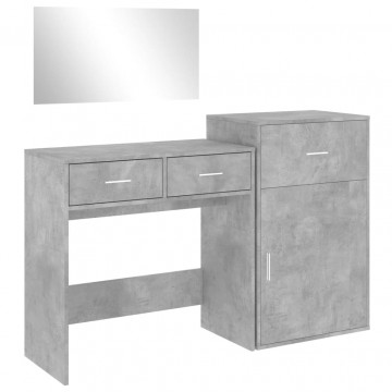 Set de măsuță de toaletă, 3 piese, gri beton, lemn prelucrat - Img 2
