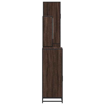 Set de mobilier de baie din 4 piese din lemn de stejar maro - Img 6