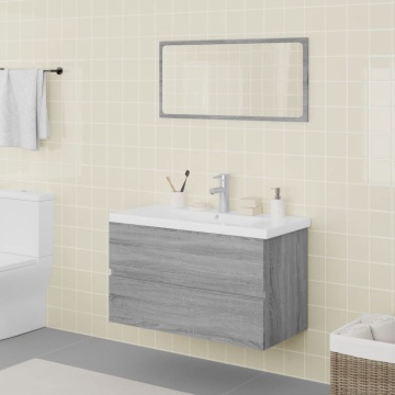Set de mobilier de baie, gri sonoma, lemn prelucrat - Img 1