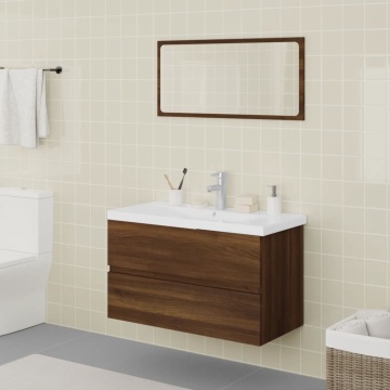 Set de mobilier de baie, stejar maro, lemn prelucrat - Img 1