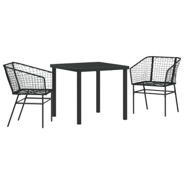 Set de Mobilier de Grădină 3 Piese Negru Poliratan - Img 2
