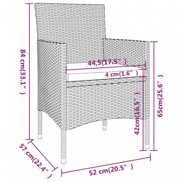Set de mobilier pentru grădină, 3 piese, negru, poliratan - Img 6