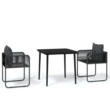 Set de mobilier pentru grădină, 3 piese, negru - Img 2