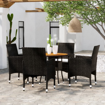 Set de mobilier pentru grădină, 5 piese, negru, poliratan - Img 1