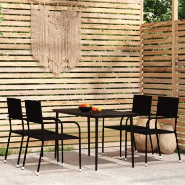 Set de mobilier pentru grădină, 5 piese, negru - Img 1