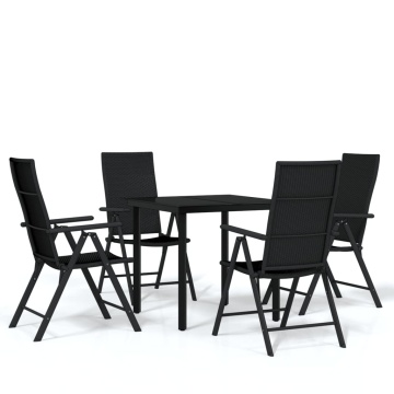 Set de mobilier pentru grădină, 5 piese, negru - Img 2