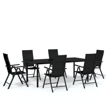 Set de mobilier pentru grădină, 7 piese, negru - Img 2