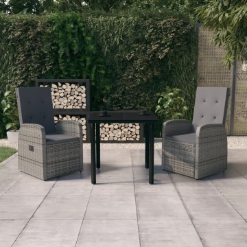 Set de mobilier pentru grădină, cu perne, 3 piese, gri - Img 1