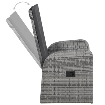 Set de mobilier pentru grădină, cu perne, 3 piese, gri - Img 8