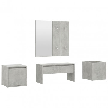Set de mobilier pentru hol, gri beton, lemn prelucrat - Img 2