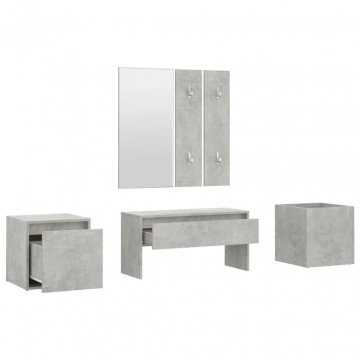 Set de mobilier pentru hol, gri beton, lemn prelucrat - Img 8