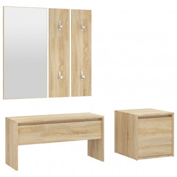 Set de mobilier pentru hol, stejar sonoma, lemn prelucrat - Img 2