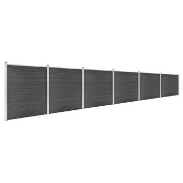 Set de panouri de gard, negru, 1045x186 cm, WPC - Img 2