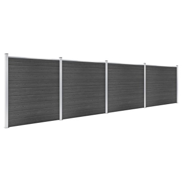Set de panouri de gard, negru, 699x186 cm, WPC - Img 2