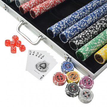 Set de poker cu 1000 de jetoane cu laser din aluminiu - Img 2