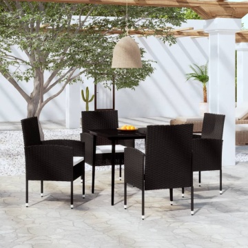 Set de servit masa pentru grădină, 5 piese, negru - Img 1