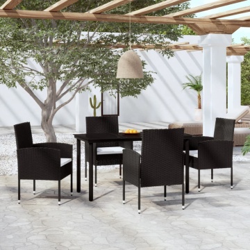Set de servit masa pentru grădină, 5 piese, negru - Img 1