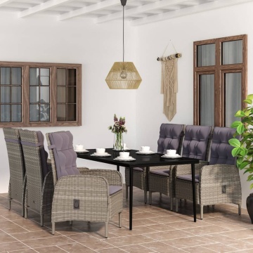 Set de servit masa pentru grădină, 7 piese, gri și negru - Img 1