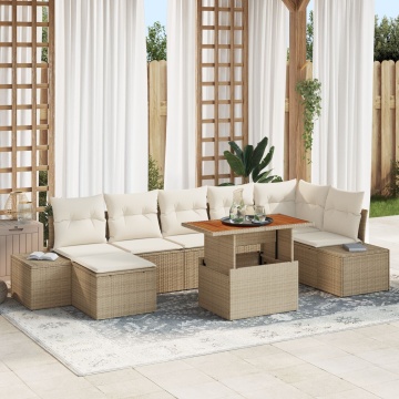 Set de Sofa pentru Grădină Set de 8 Bej - Img 1