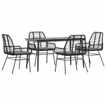Set de sufragerie de grădină 5 piese neagră Sticlă Poly Rattan - Img 2