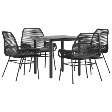 Set de sufragerie de grădină 5 piese neagră Sticlă Poly Rattan - Img 2