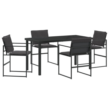 Set dining grădină 5 piese cu perne Negru Textilene și Oțel - Img 2
