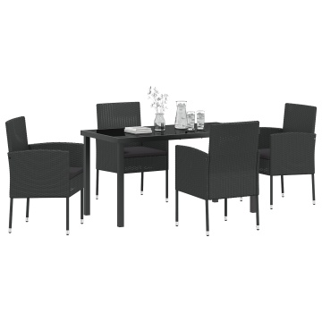 Set Dining Grădină 5 Piese cu Perne Rattan Polimer Negru - Img 3