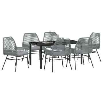 Set Dining Grădină 7 Piese cu Pernițe Gri Ratan Polimer - Img 3